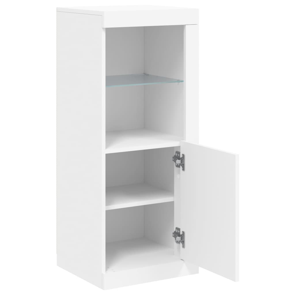 Skjenk med LED-lys hvit 41x37x100 cm