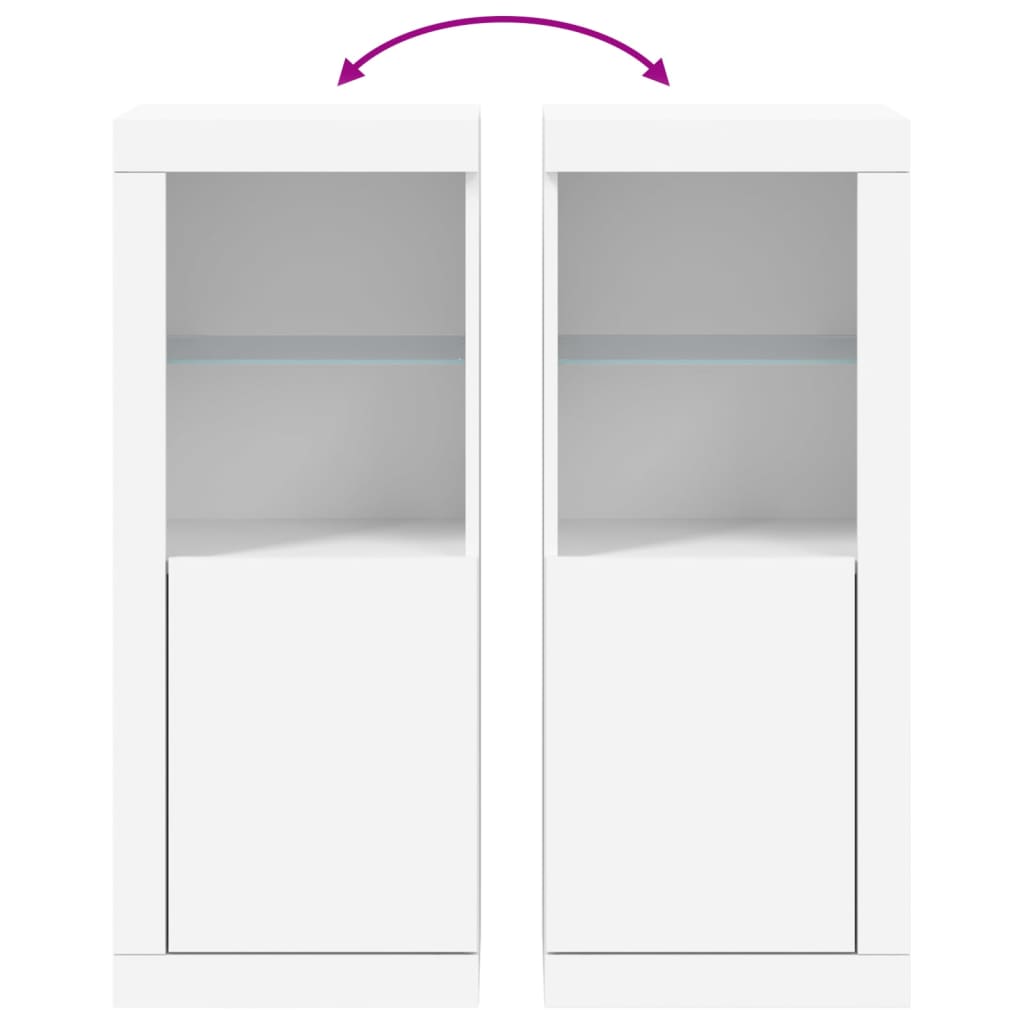 Skjenk med LED-lys hvit 41x37x100 cm