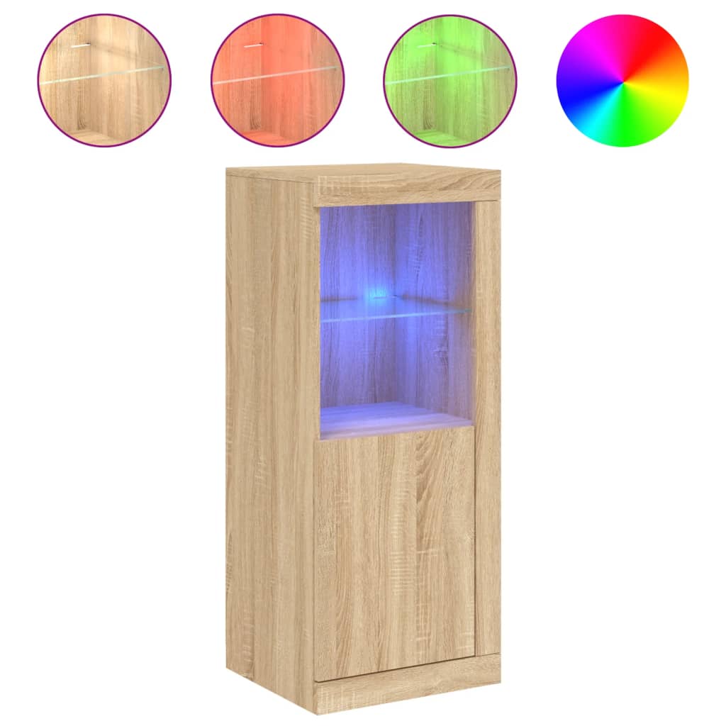 Skjenk med LED-lys sonoma eik 41x37x100 cm