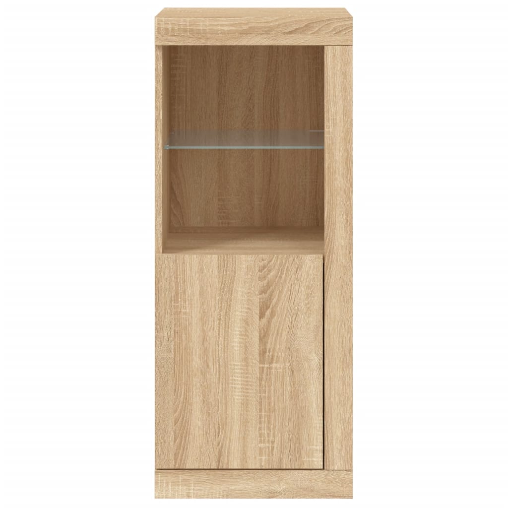 Skjenk med LED-lys sonoma eik 41x37x100 cm