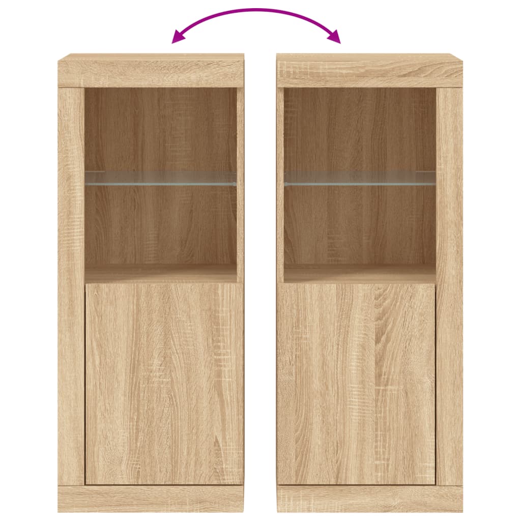 Skjenk med LED-lys sonoma eik 41x37x100 cm
