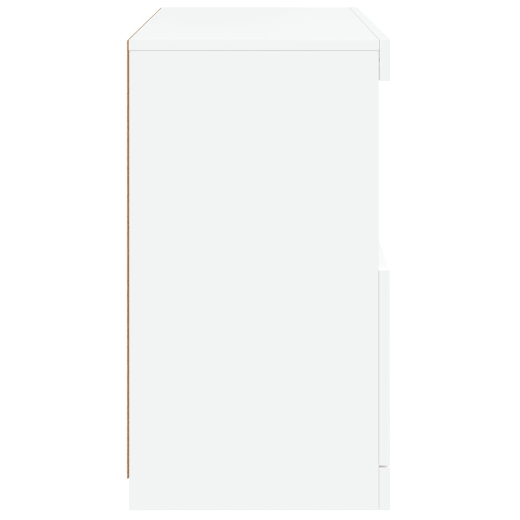 Skjenk med LED-lys hvit 60x37x67 cm