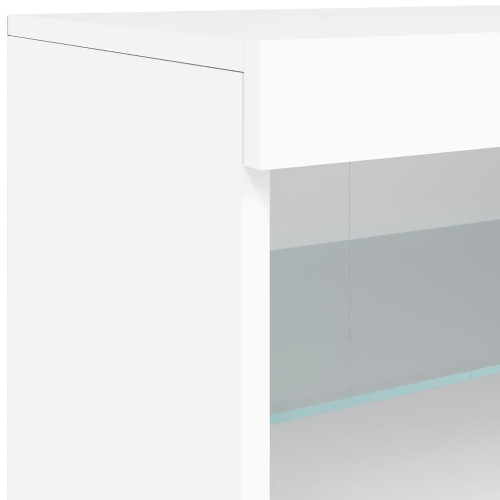 Skjenk med LED-lys hvit 60x37x67 cm
