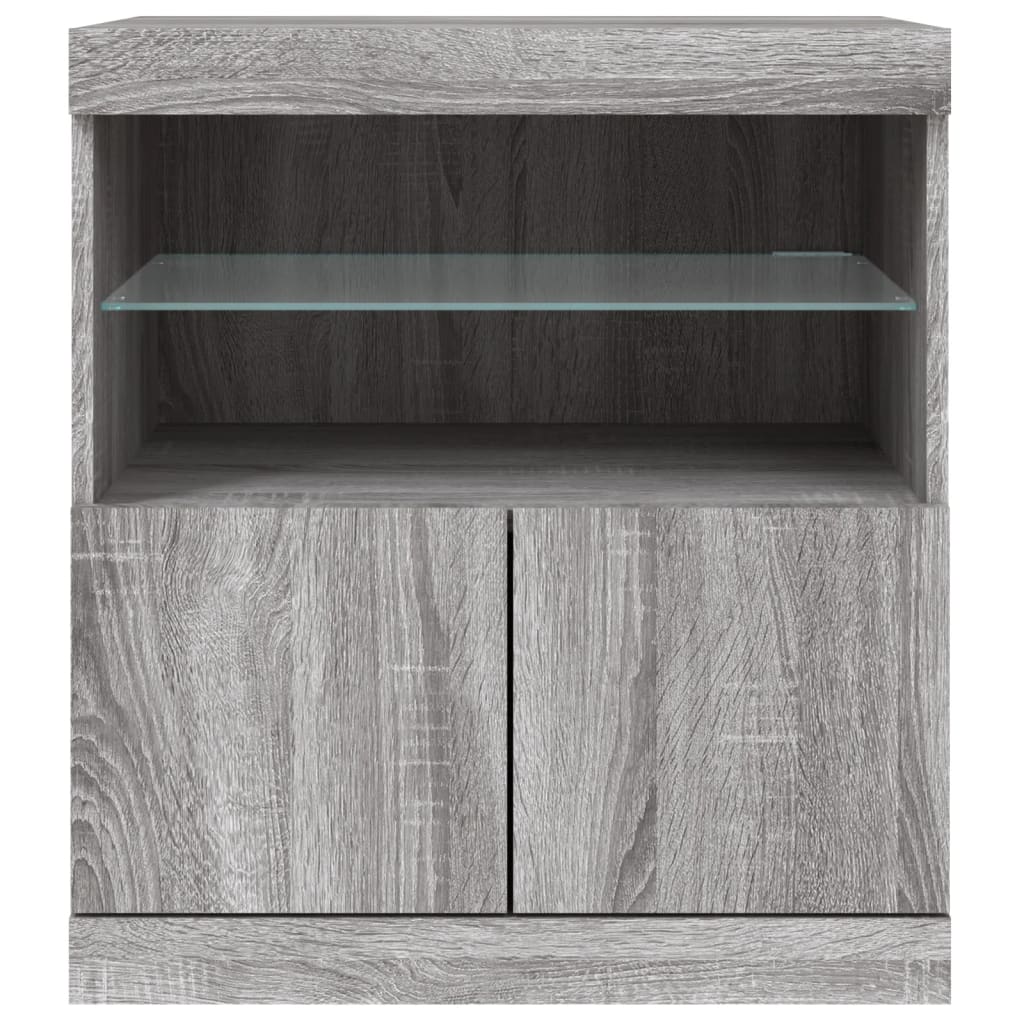 Skjenk med LED-lys grå sonoma 60x37x67 cm