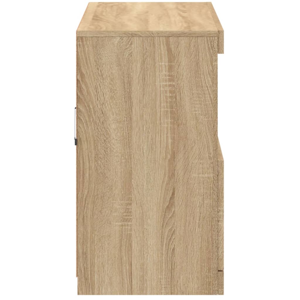Skjenk med LED-lys sonoma eik 81x37x67 cm