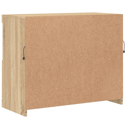 Skjenk med LED-lys sonoma eik 81x37x67 cm