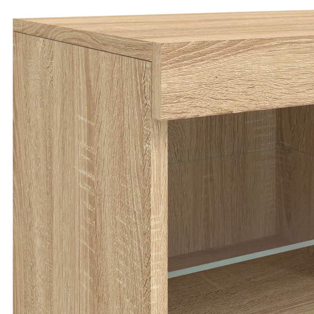 Skjenk med LED-lys sonoma eik 81x37x67 cm