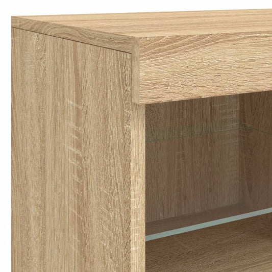 Skjenk med LED-lys sonoma eik 81x37x67 cm