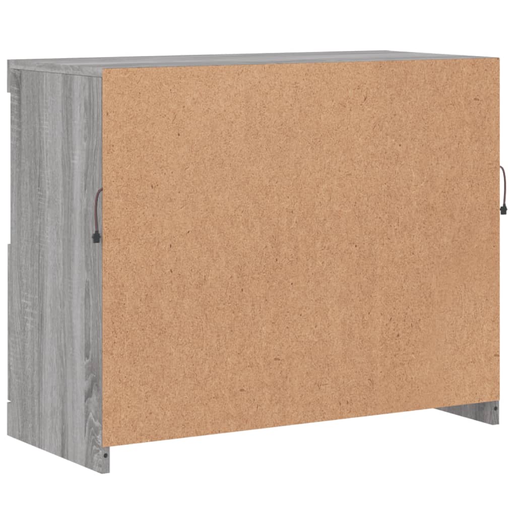 Skjenk med LED-lys grå sonoma 81x37x67 cm