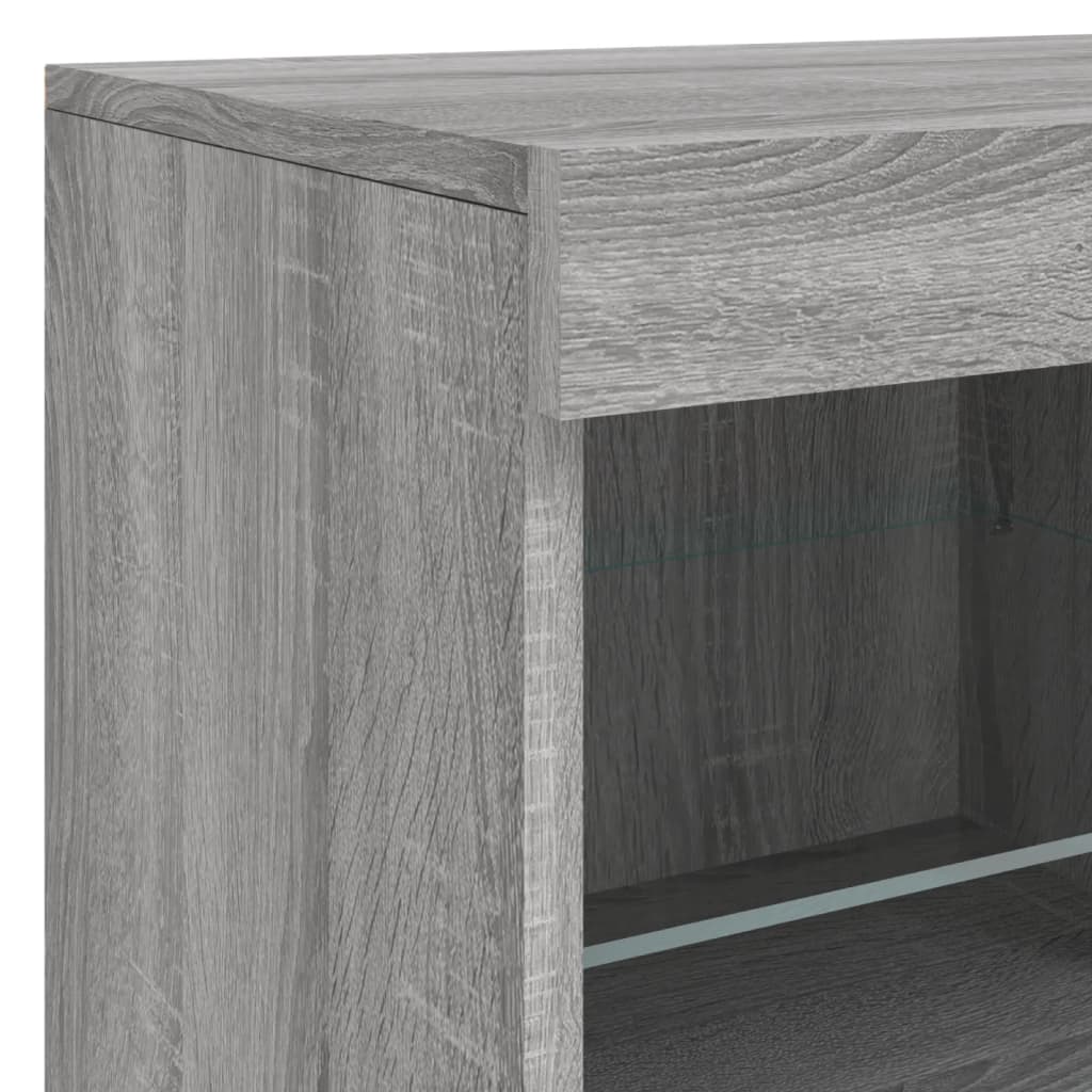 Skjenk med LED-lys grå sonoma 81x37x67 cm