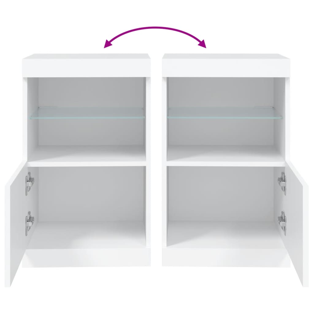 Skjenk med LED-lys hvit 41x37x67 cm