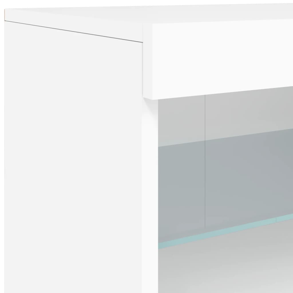 Skjenk med LED-lys hvit 41x37x67 cm