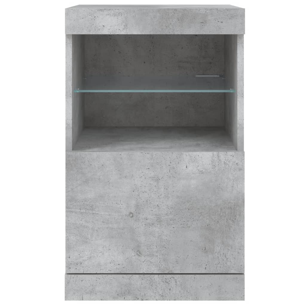 Skjenk med LED-lys betonggrå 41x37x67 cm