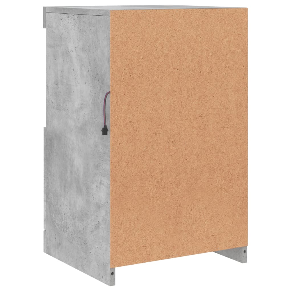 Skjenk med LED-lys betonggrå 41x37x67 cm