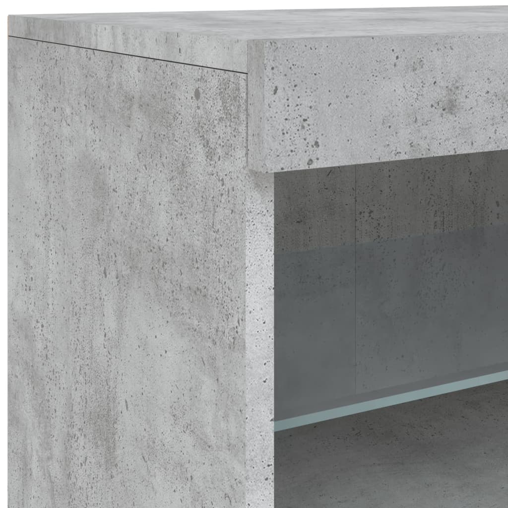 Skjenk med LED-lys betonggrå 41x37x67 cm