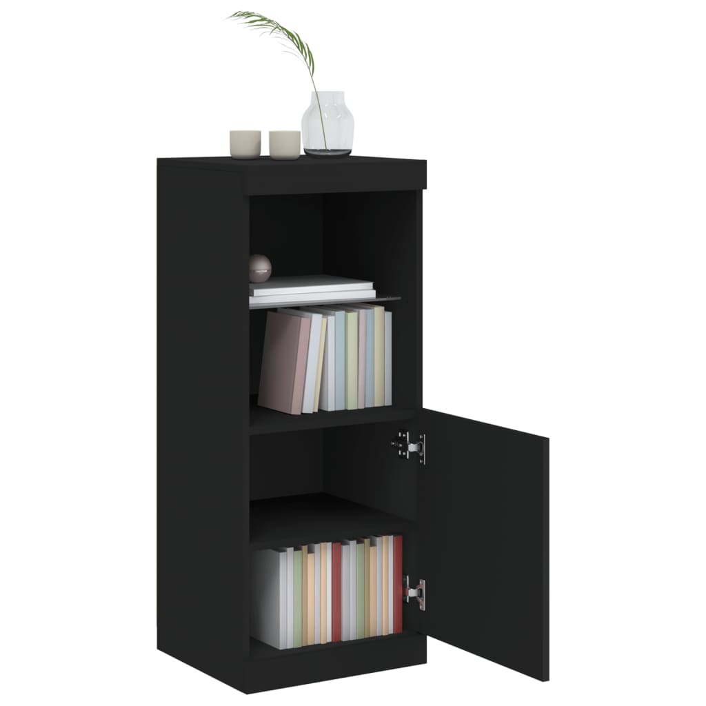 Skjenk med LED-lys svart 41x37x100 cm