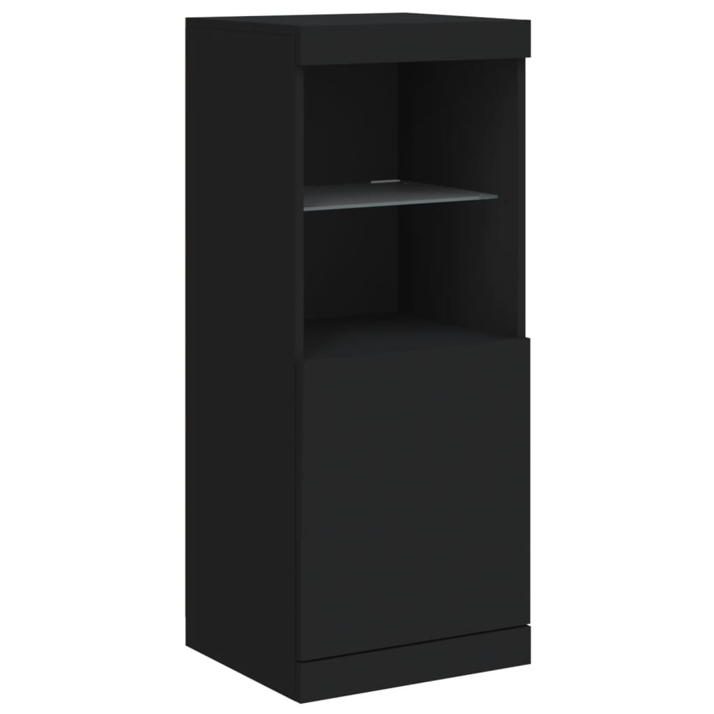 Skjenk med LED-lys svart 41x37x100 cm