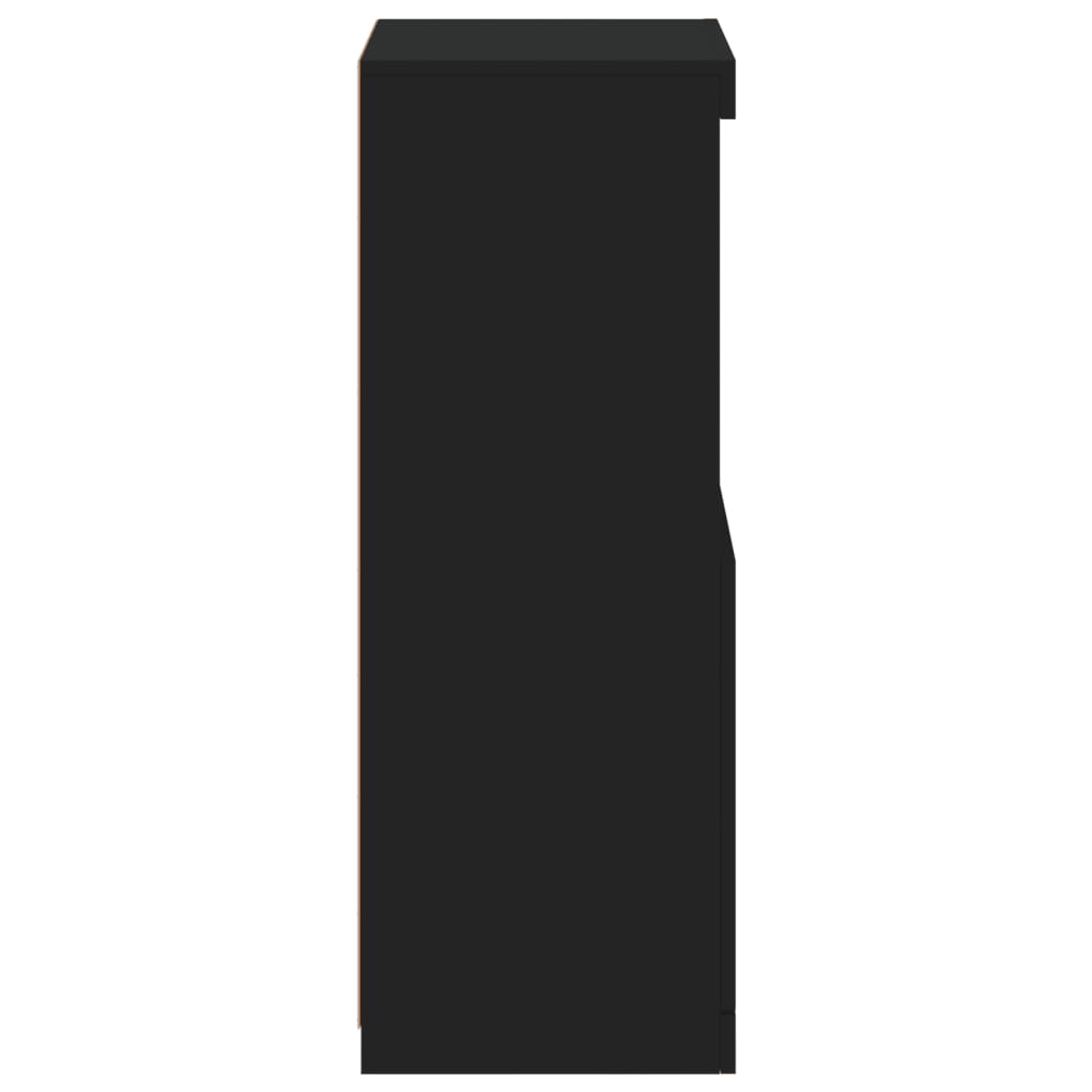 Skjenk med LED-lys svart 41x37x100 cm