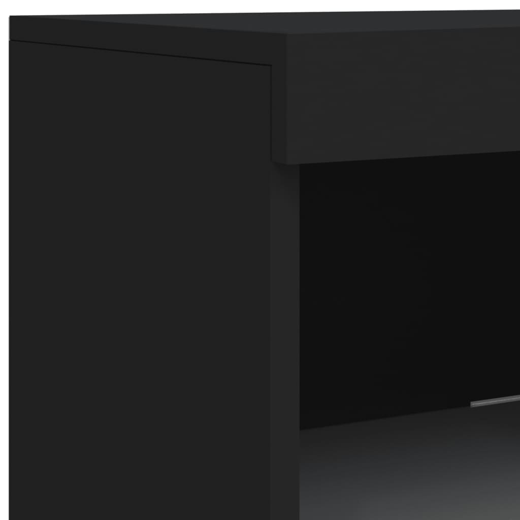 Skjenk med LED-lys svart 41x37x100 cm