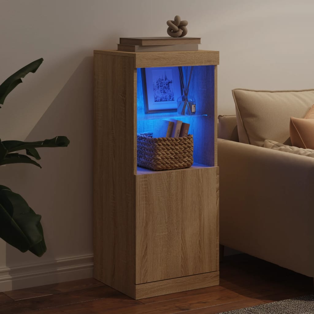 Skjenk med LED-lys sonoma eik 41x37x100 cm