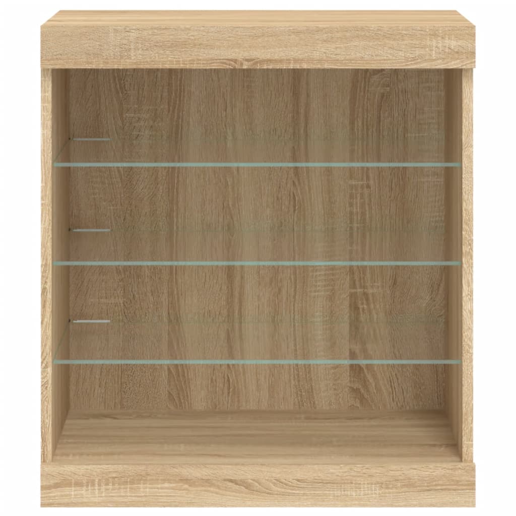 Skjenk med LED-lys sonoma eik 60,5x37x67 cm