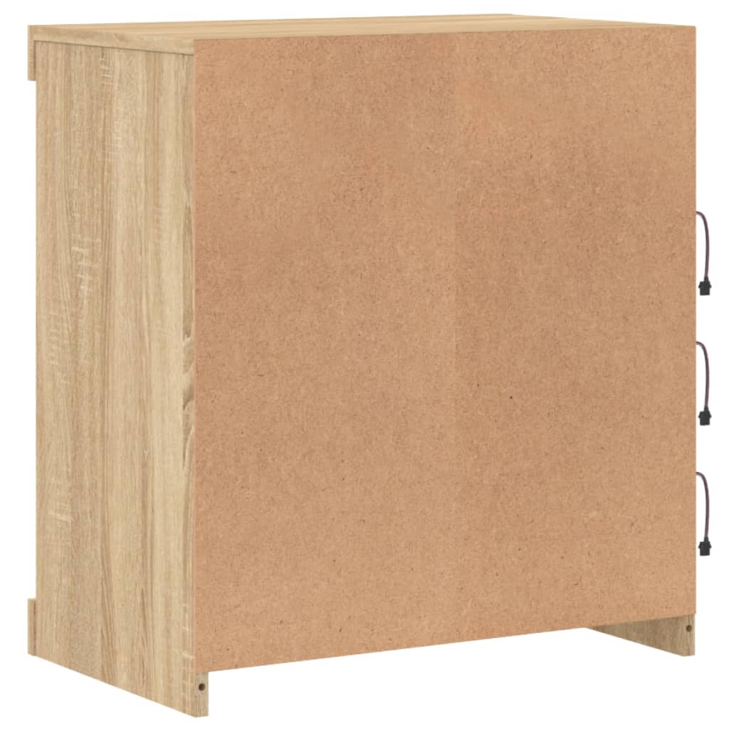 Skjenk med LED-lys sonoma eik 60,5x37x67 cm