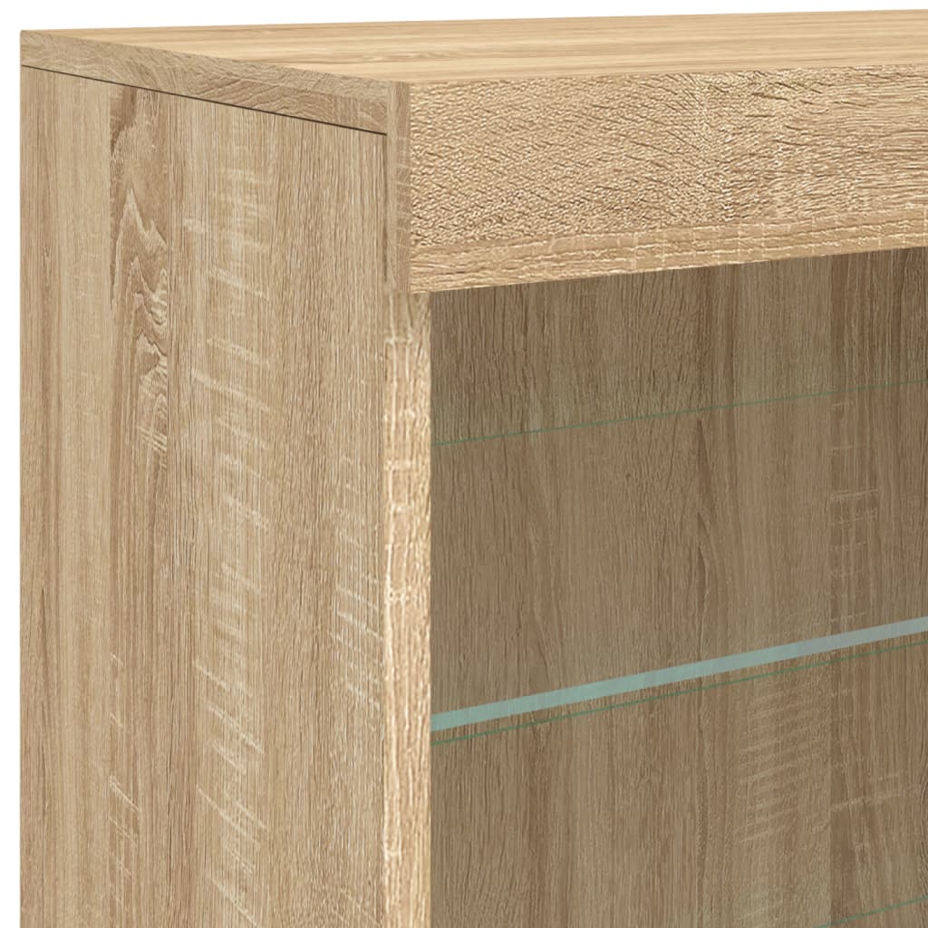 Skjenk med LED-lys sonoma eik 60,5x37x67 cm