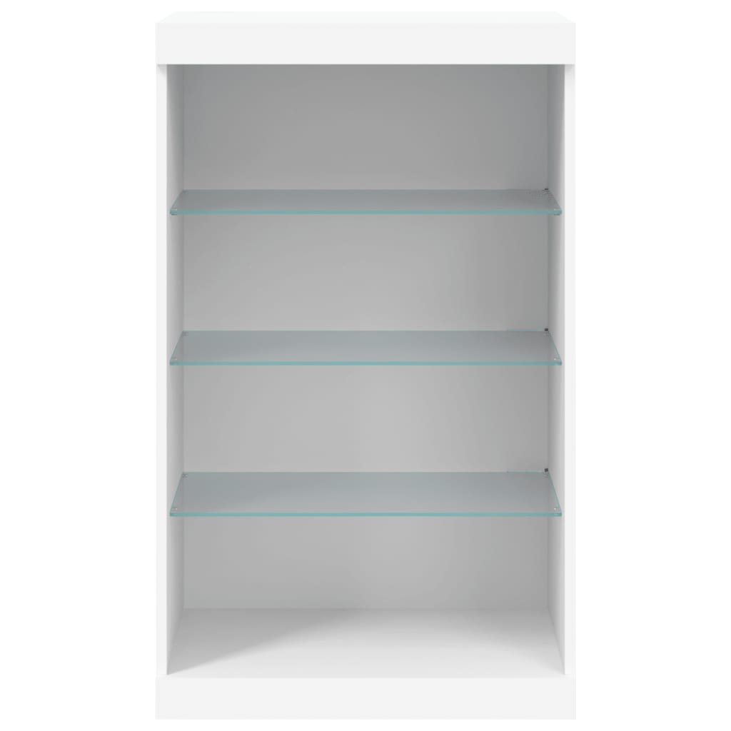 Skjenk med LED-lys hvit 60,5x37x100 cm