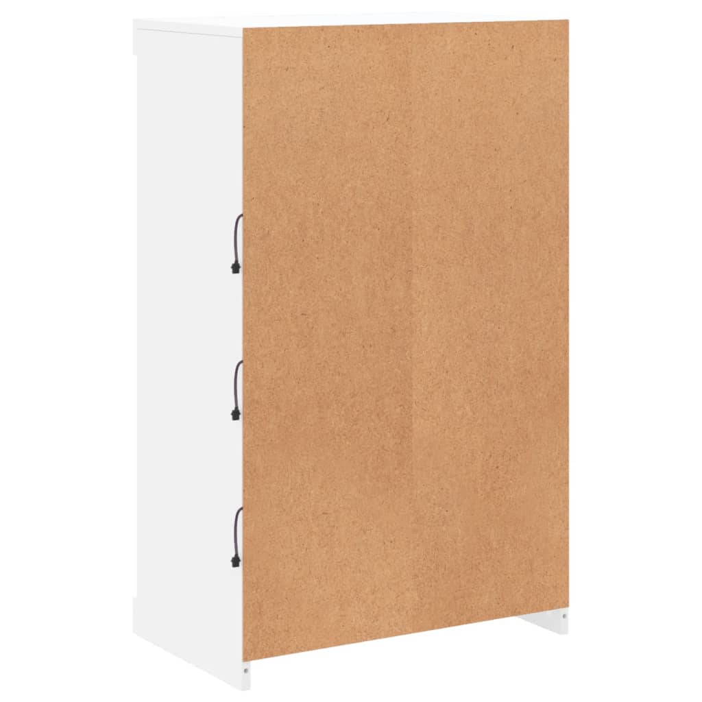 Skjenk med LED-lys hvit 60,5x37x100 cm