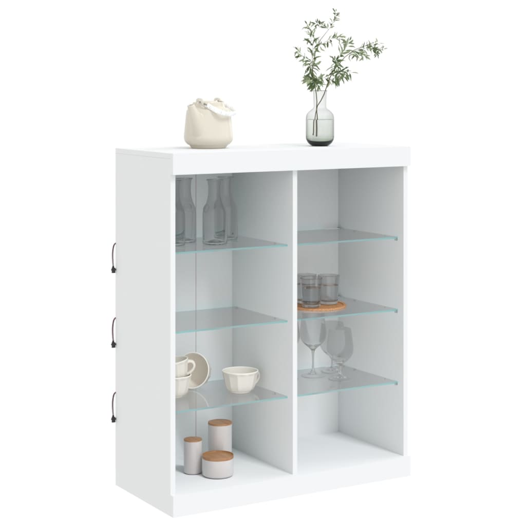 Skjenk med LED-lys hvit 81x37x100 cm