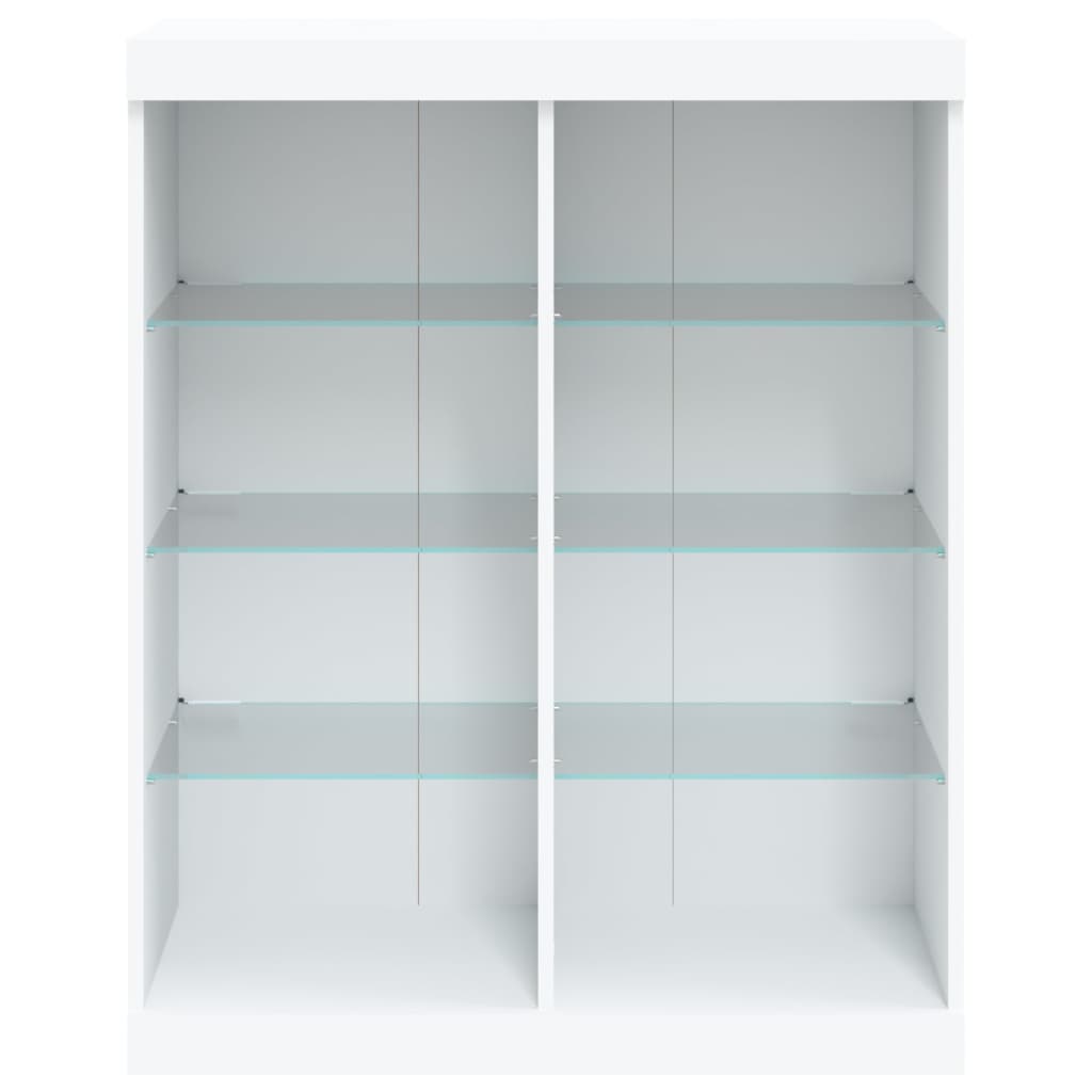 Skjenk med LED-lys hvit 81x37x100 cm