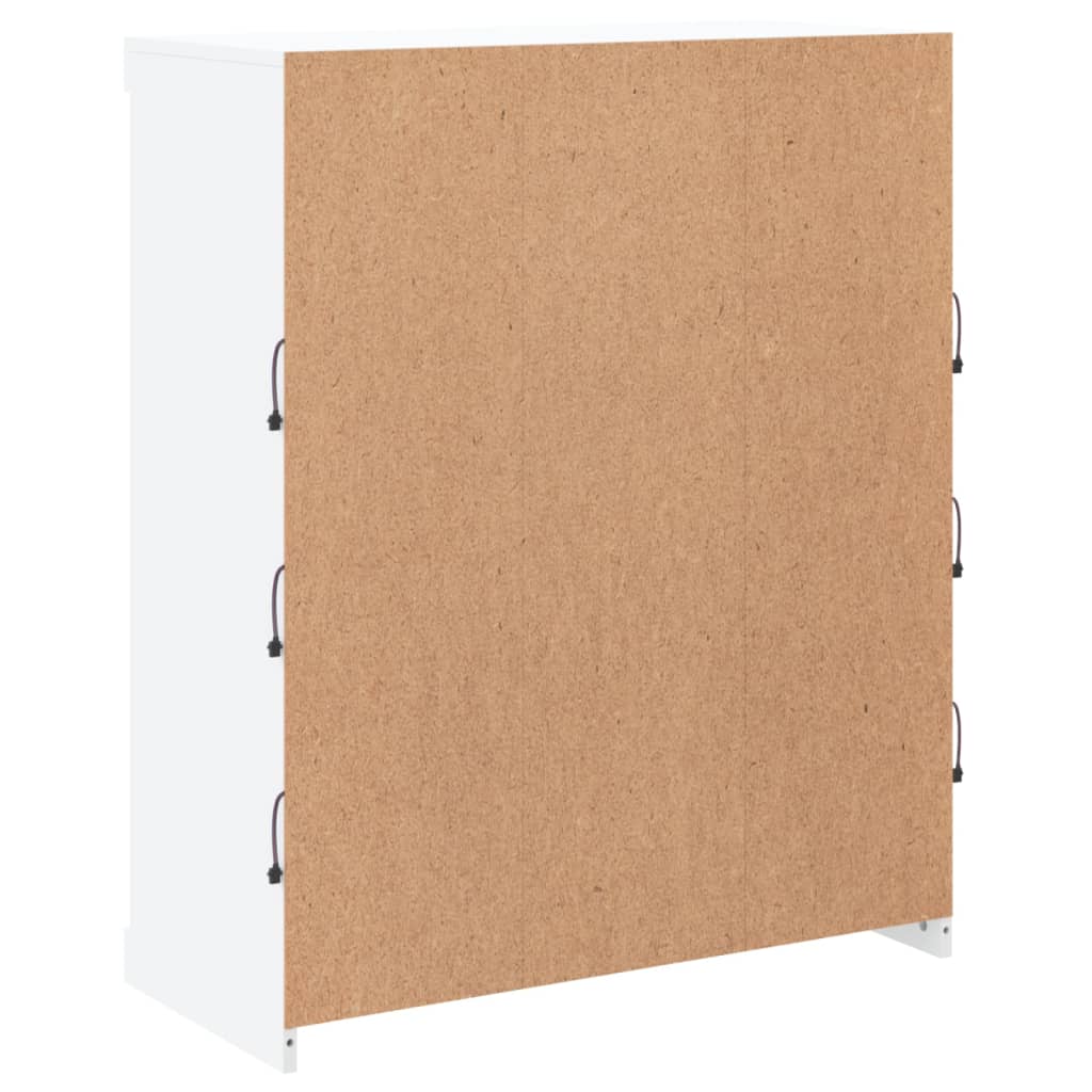 Skjenk med LED-lys hvit 81x37x100 cm