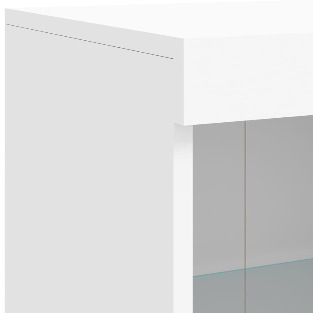 Skjenk med LED-lys hvit 81x37x100 cm