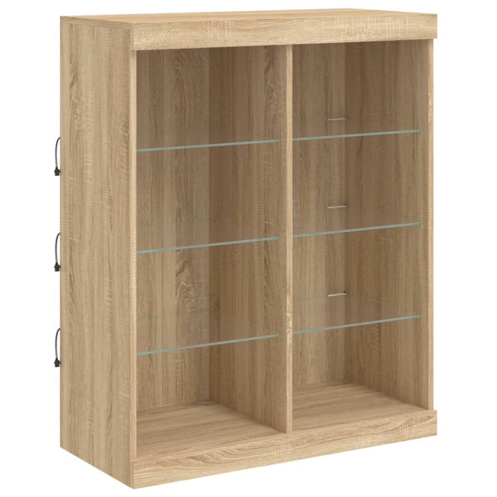 Skjenk med LED-lys sonoma eik 81x37x100 cm