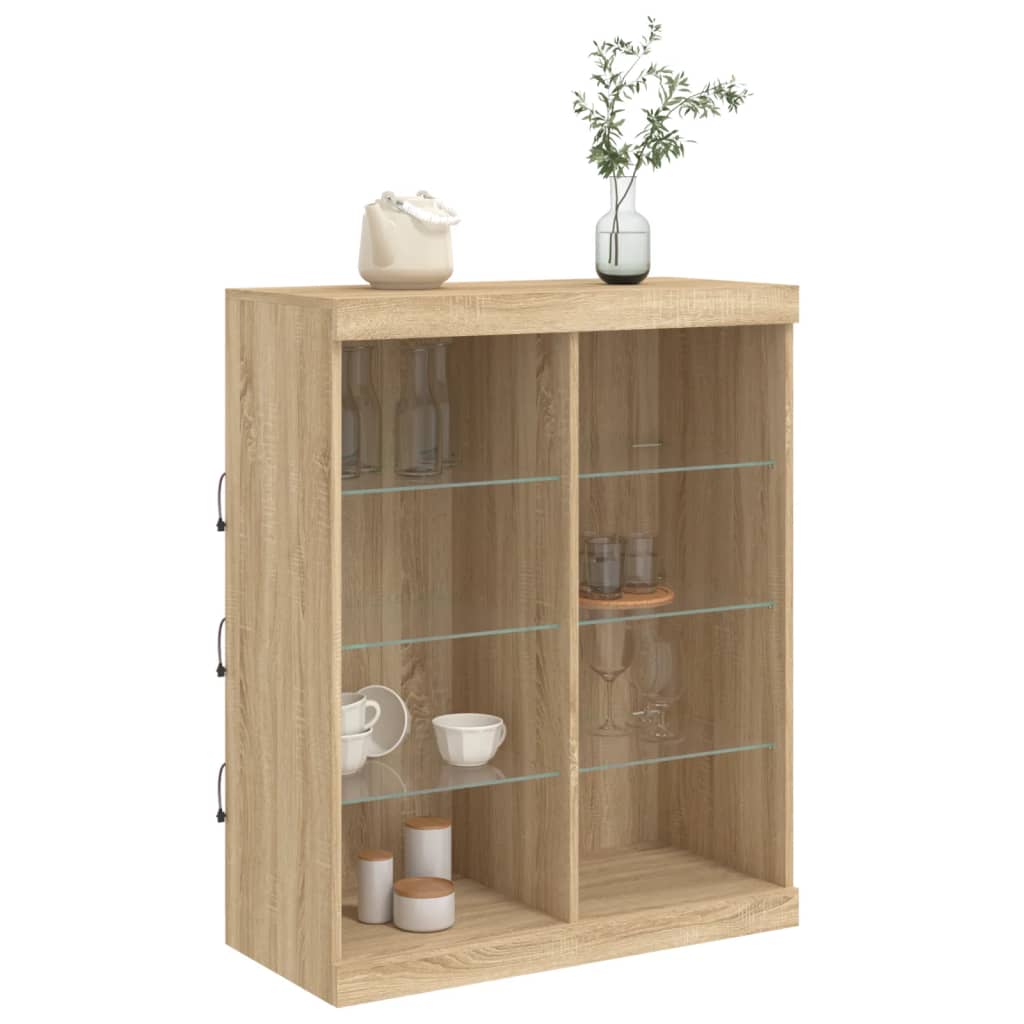 Skjenk med LED-lys sonoma eik 81x37x100 cm