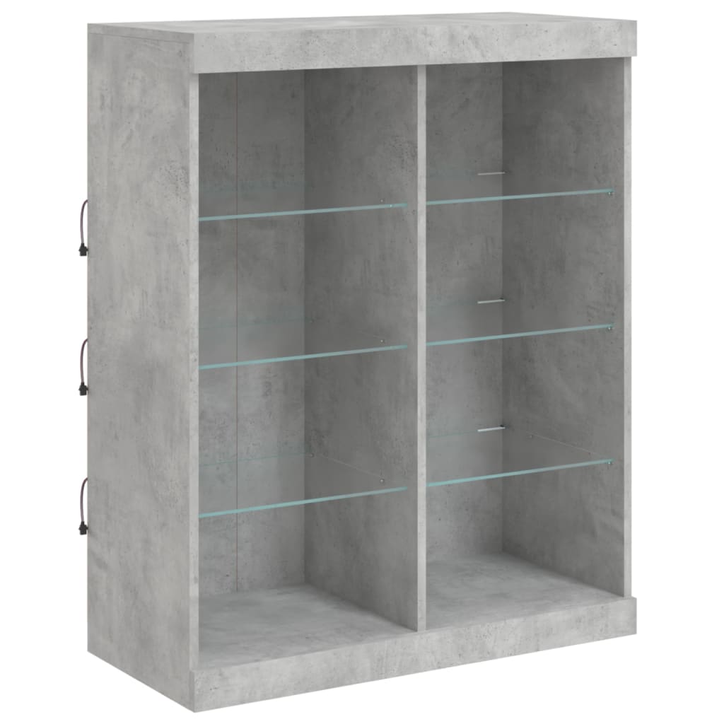 Skjenk med LED-lys betonggrå 81x37x100 cm
