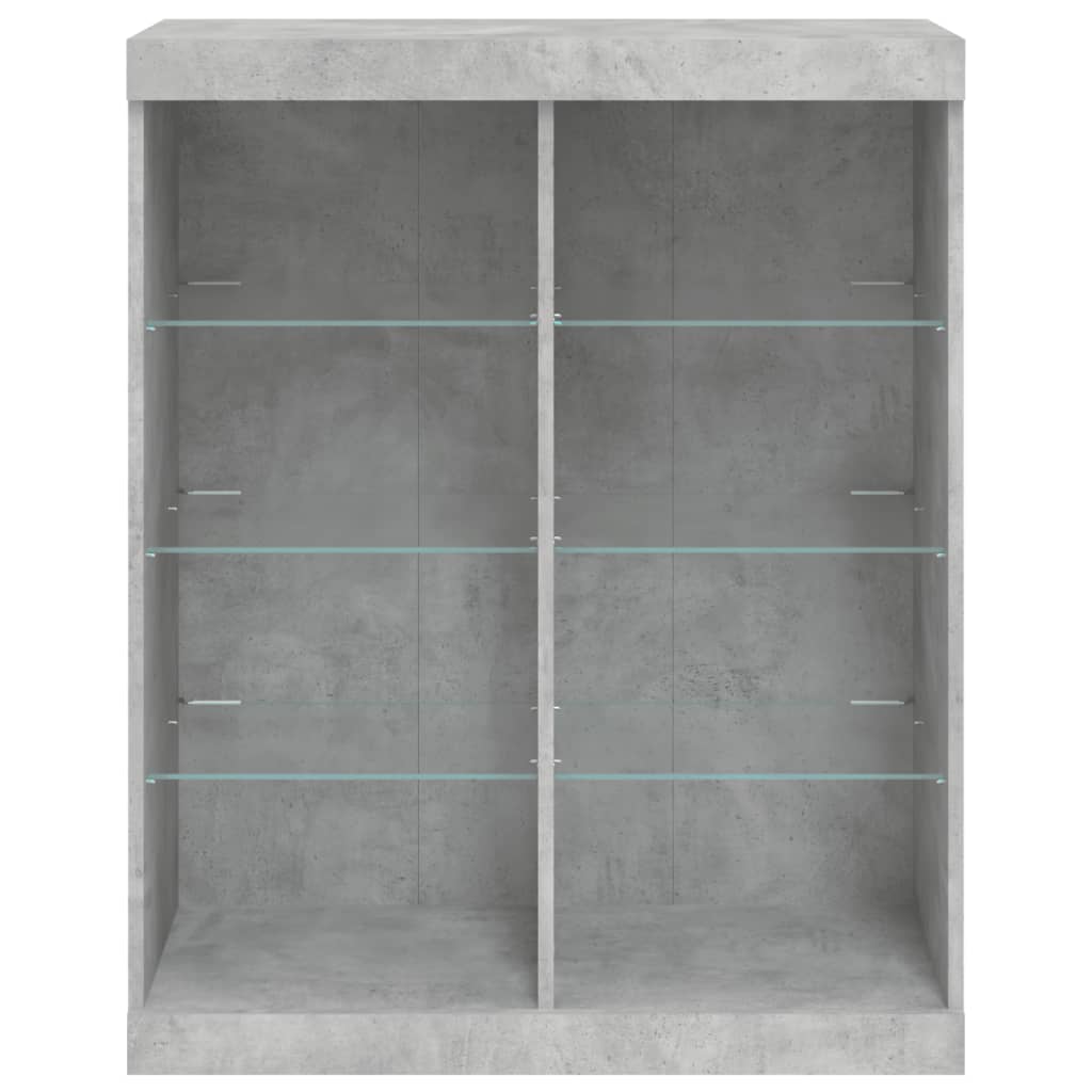 Skjenk med LED-lys betonggrå 81x37x100 cm
