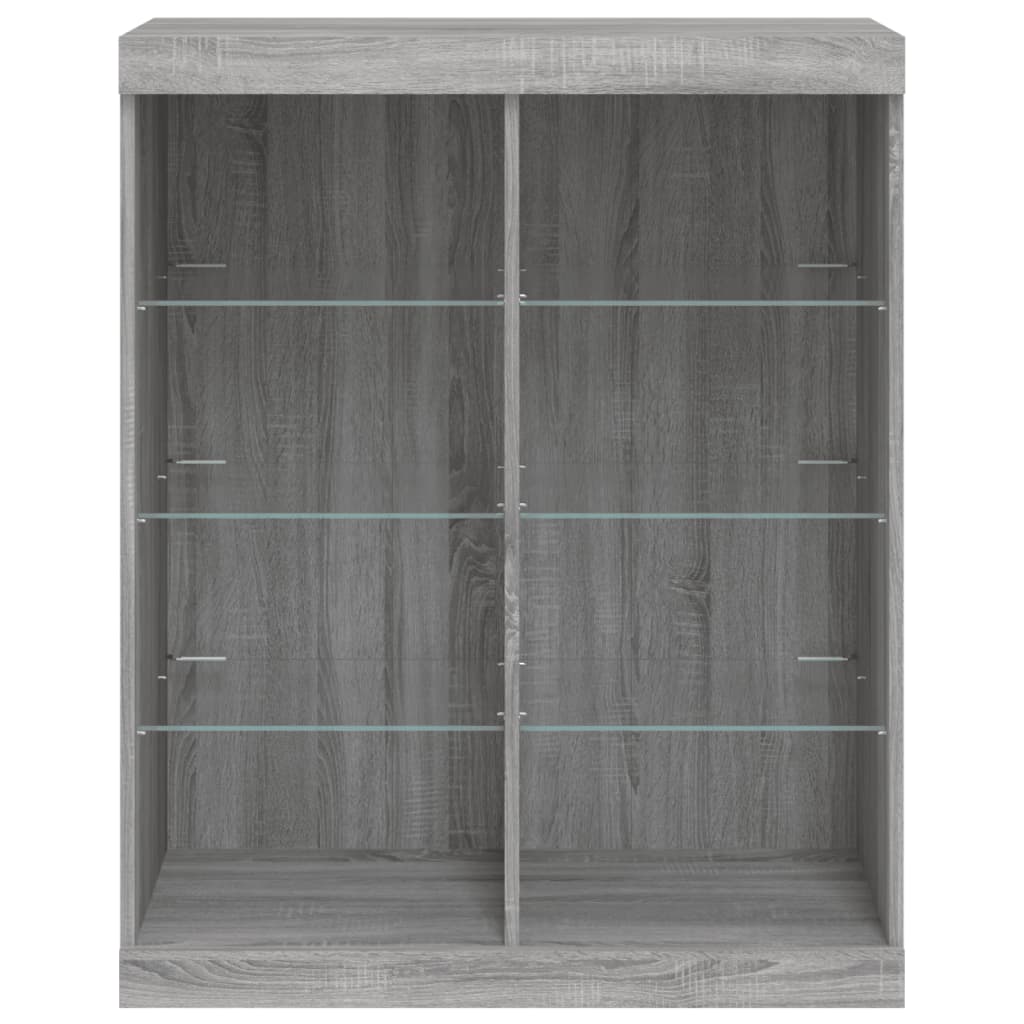 Skjenk med LED-lys grå sonoma 81x37x100 cm