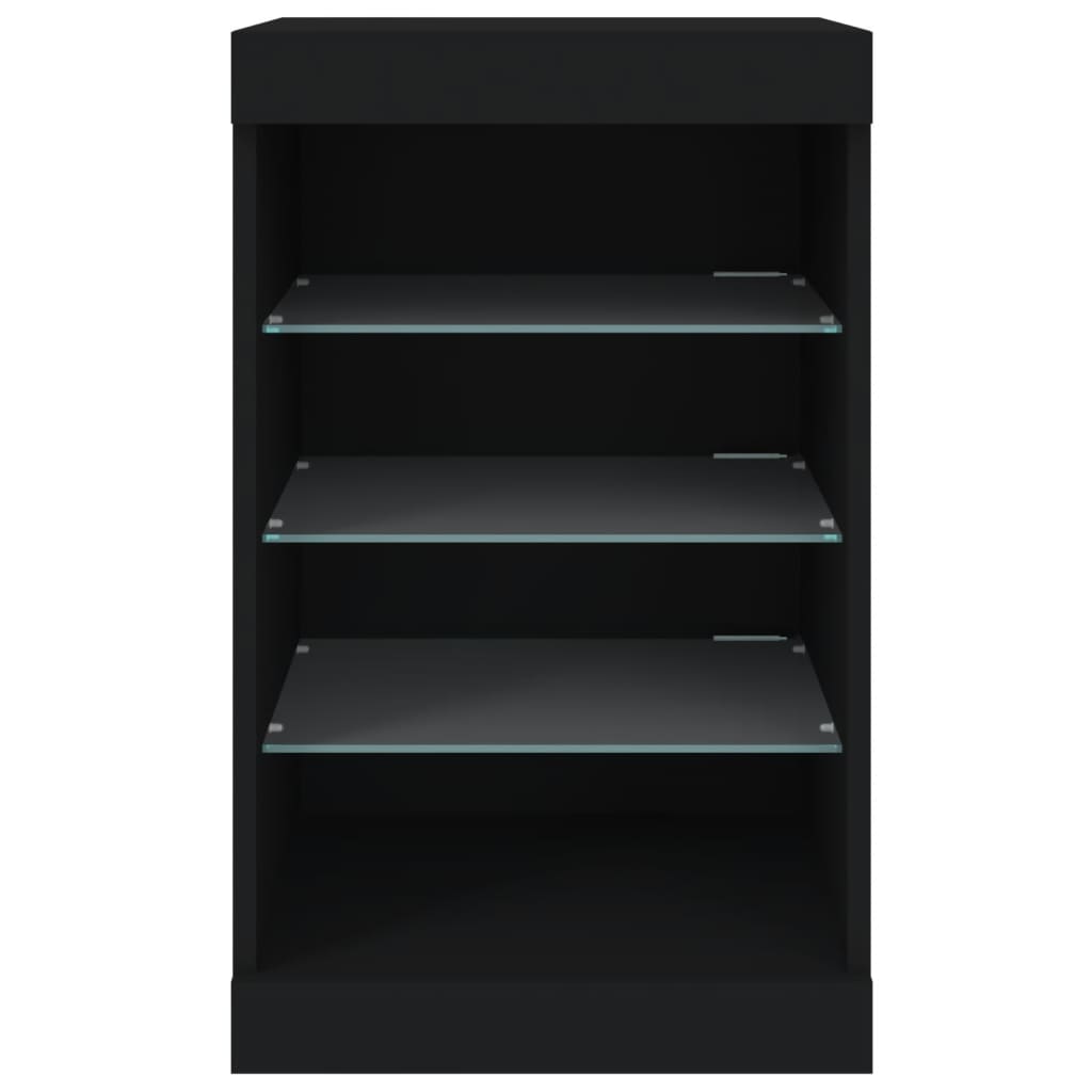 Skjenk med LED-lys svart 41x37x67 cm