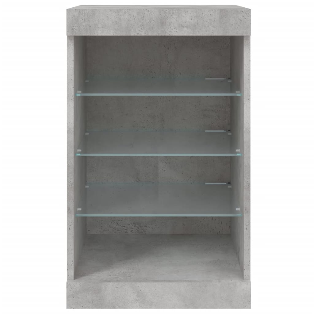 Skjenk med LED-lys betonggrå 41x37x67 cm