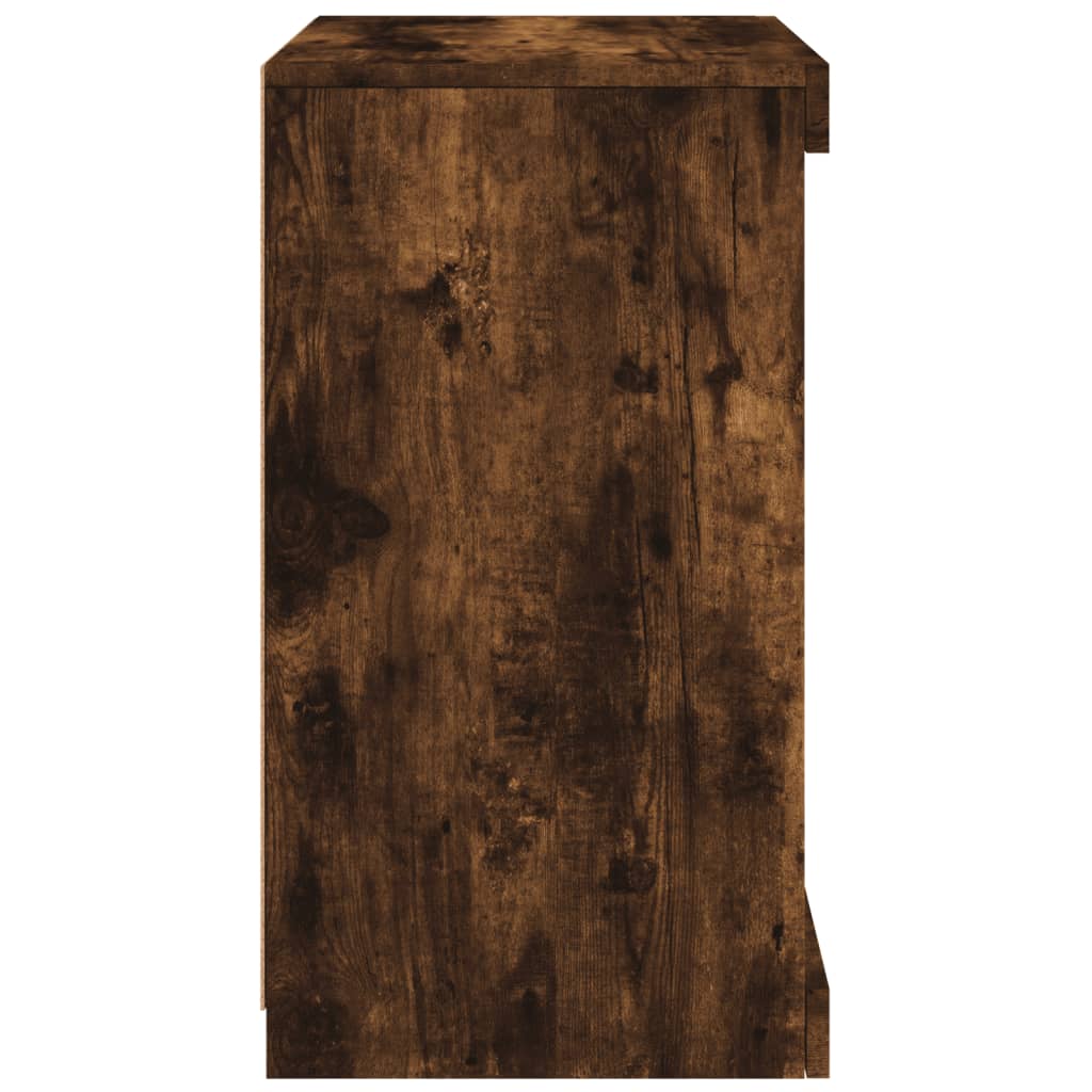 Skjenk med LED-lys røkt eik 41x37x67 cm