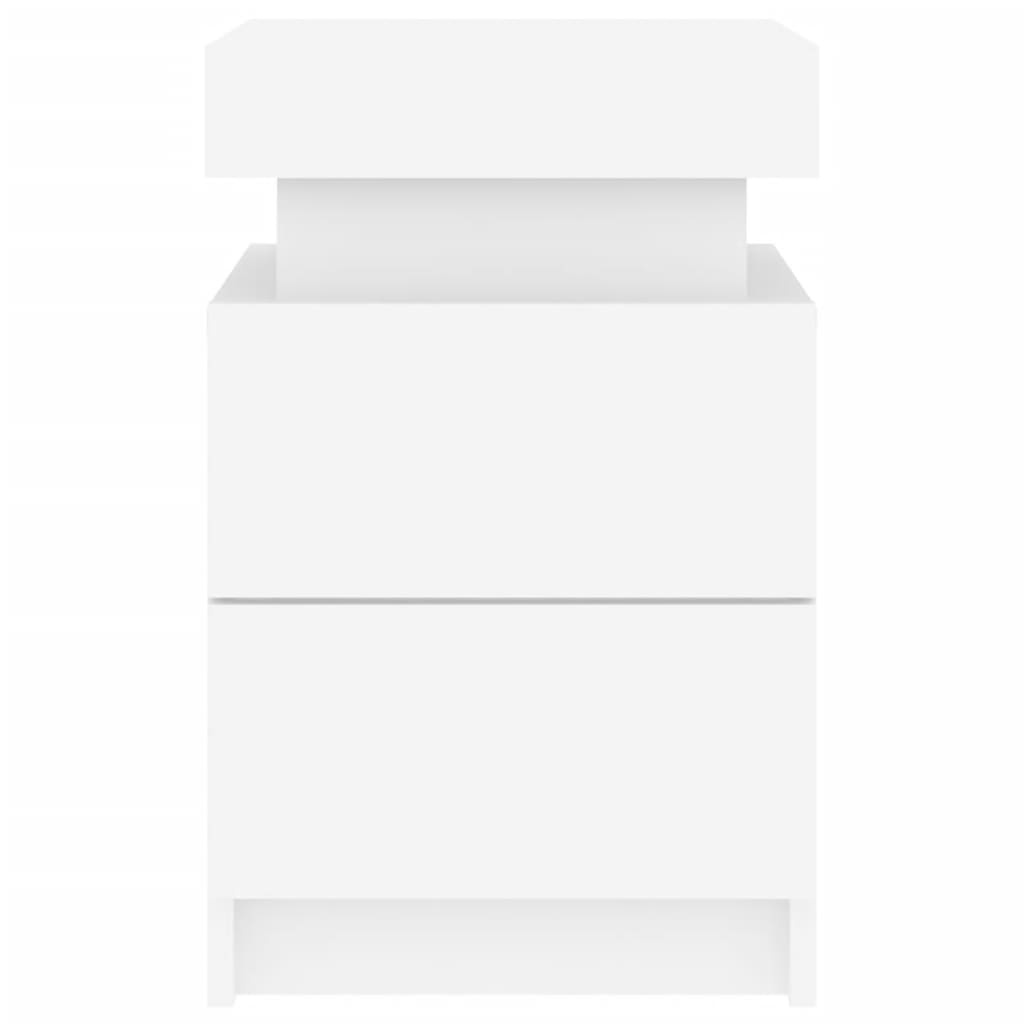 Nattbord med LED hvit 35x39x55 cm