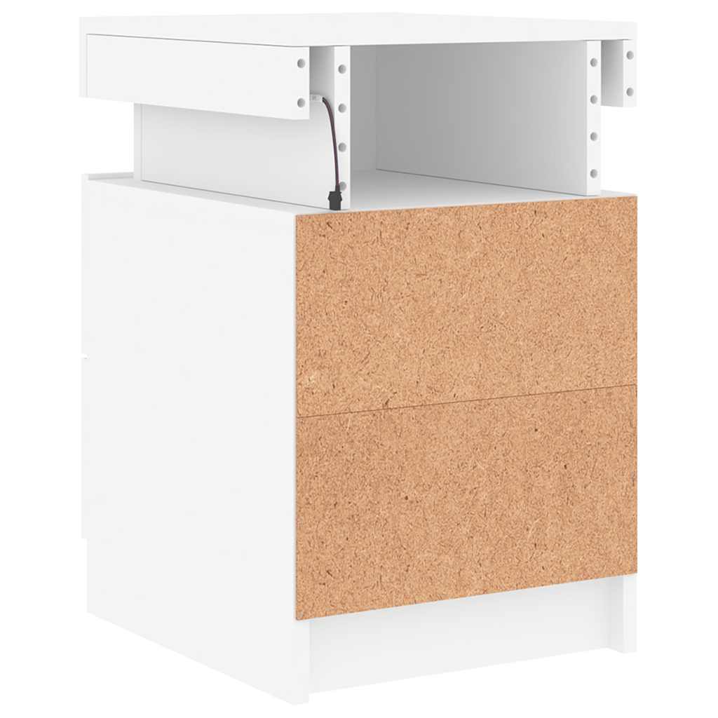 Nattbord med LED hvit 35x39x55 cm