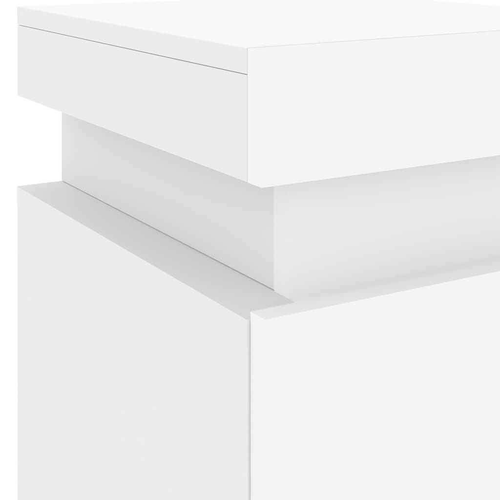 Nattbord med LED hvit 35x39x55 cm