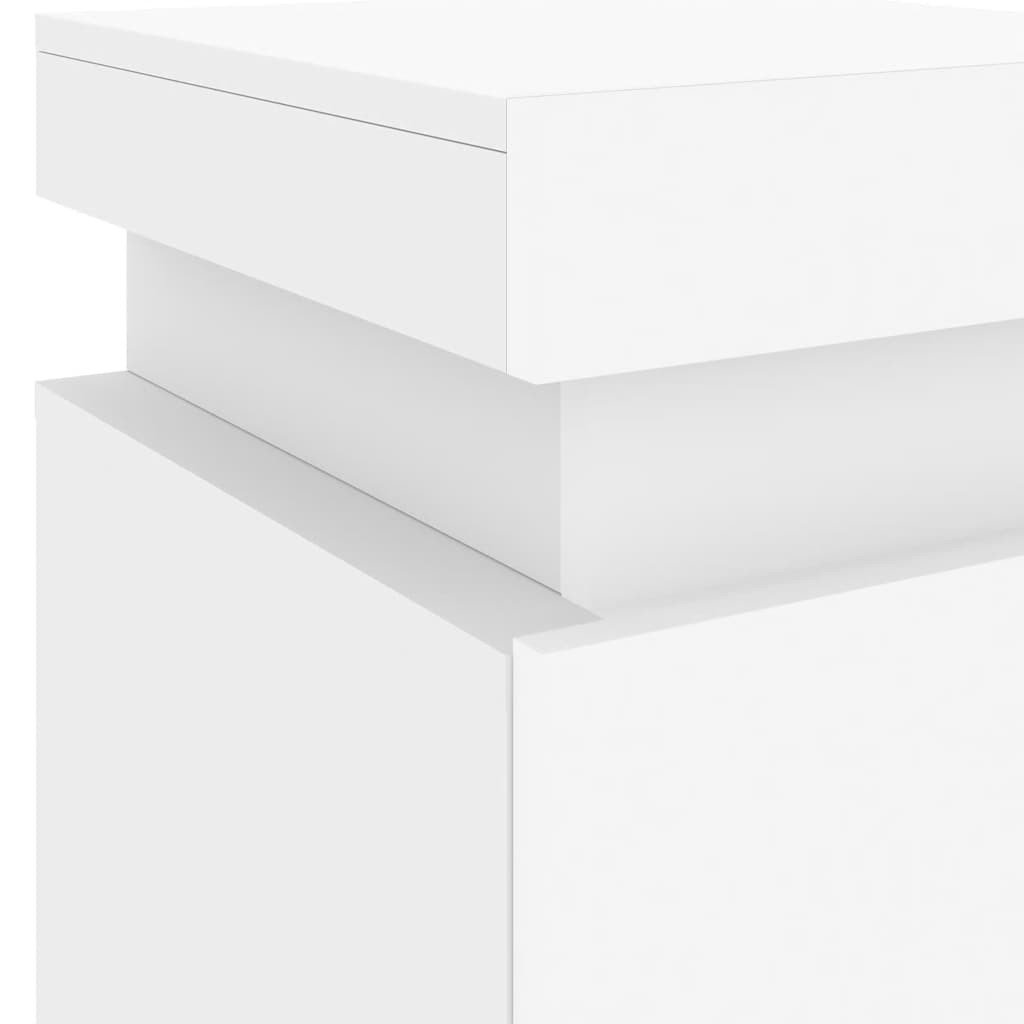 Nattbord med LED 2 stk hvit 35x39x55 cm