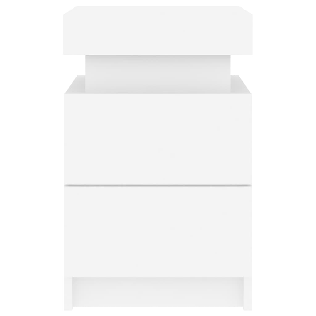 Nattbord med LED 2 stk hvit 35x39x55 cm