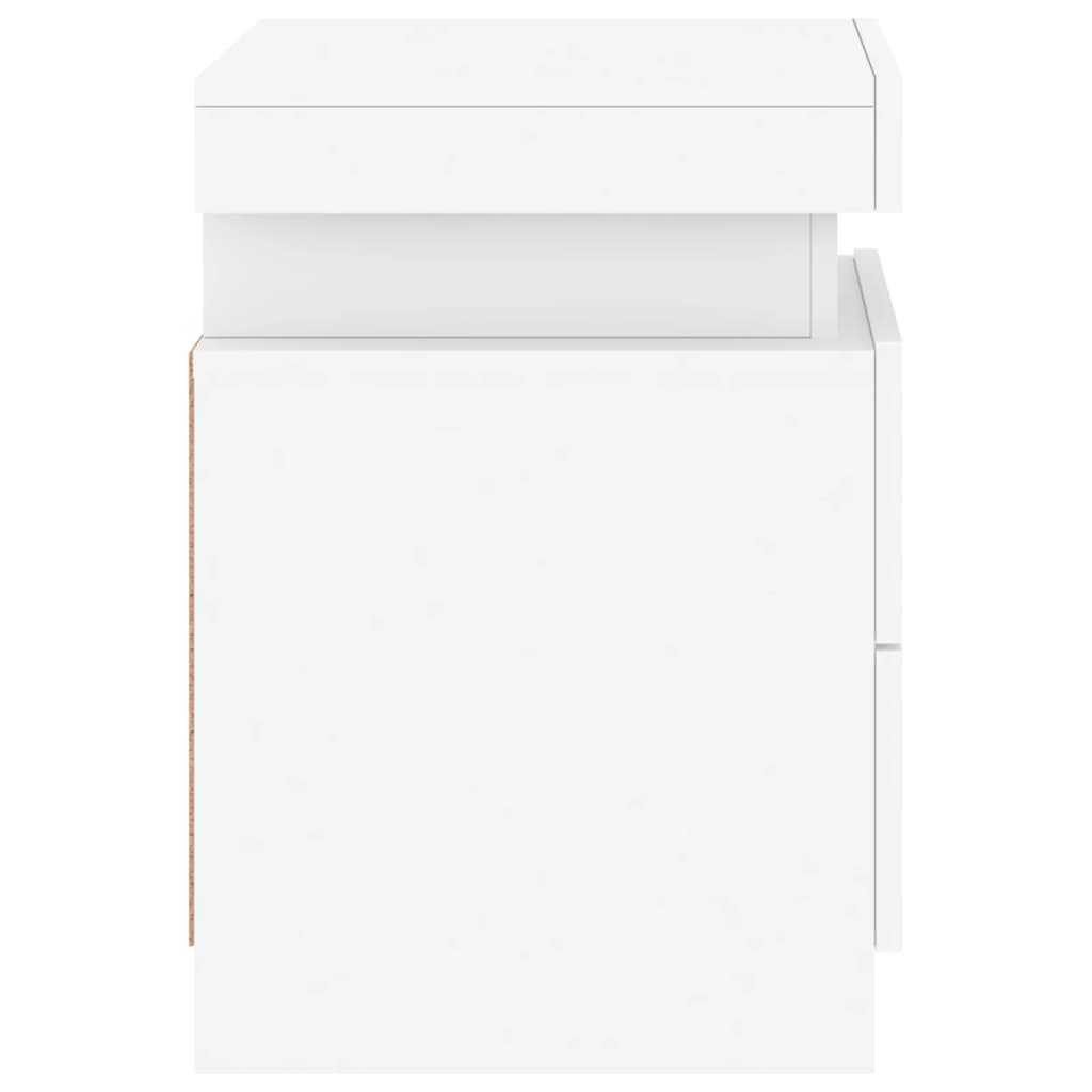 Nattbord med LED 2 stk hvit 35x39x55 cm