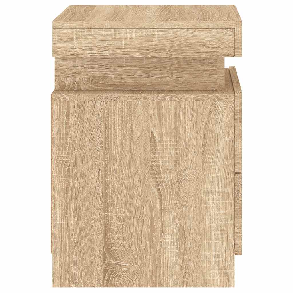 Nattbord med LED sonoma eik 35x39x55 cm