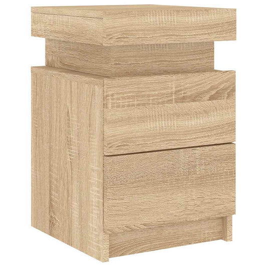 Nattbord med LED 2 stk sonoma eik 35x39x55 cm