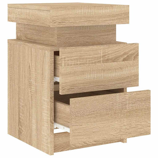 Nattbord med LED 2 stk sonoma eik 35x39x55 cm